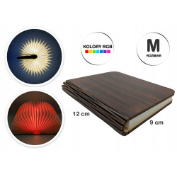 Lampka nocna LED RGB świecąca książka drewniana składana biurkowa Rozmiar M