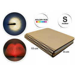 Lampka nocna LED RGB świecąca książka drewniana składana biurkowa Rozmiar S